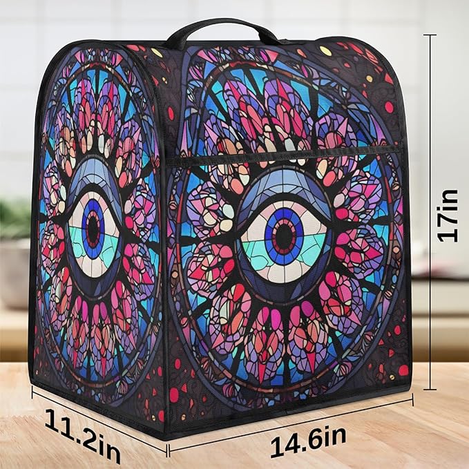 cfpolar Kitchen Aid Mixer Cover Compatible with 6-8 Quarts Evil Eye Glass Painting Stand Mixer Cover Kitchen Aid Mixers Accessories Appliance Organizer Bag Dust Covers with Zipper Pocket