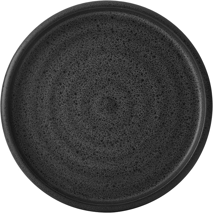Mikasa Declan 12 Piece Stoneware Dinnerware Set Service for 4 Modern Black Plate and Bowl Dishes with High Rims Black