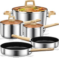 Stainless Steel Cookware Set 13PCS Pots and Pans Set Induction Cookware Kitchen Cooking Set Heavy Duty Tri-Ply Base Dishwasher Safe