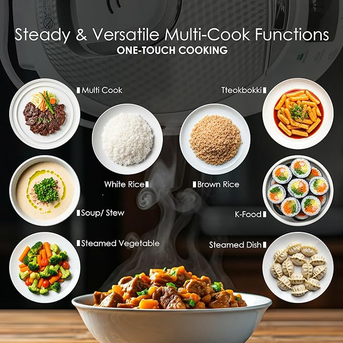 MAGiC COM multi-Functional Digital Rice Cooker 10 Cup Uncooked (20 Cup Cooked) 15-in-1 Programmable Electric Rice &amp Grain Cooker with Auto Clean Non-Stick Pot Steamer Basket 24H Delay Timer a