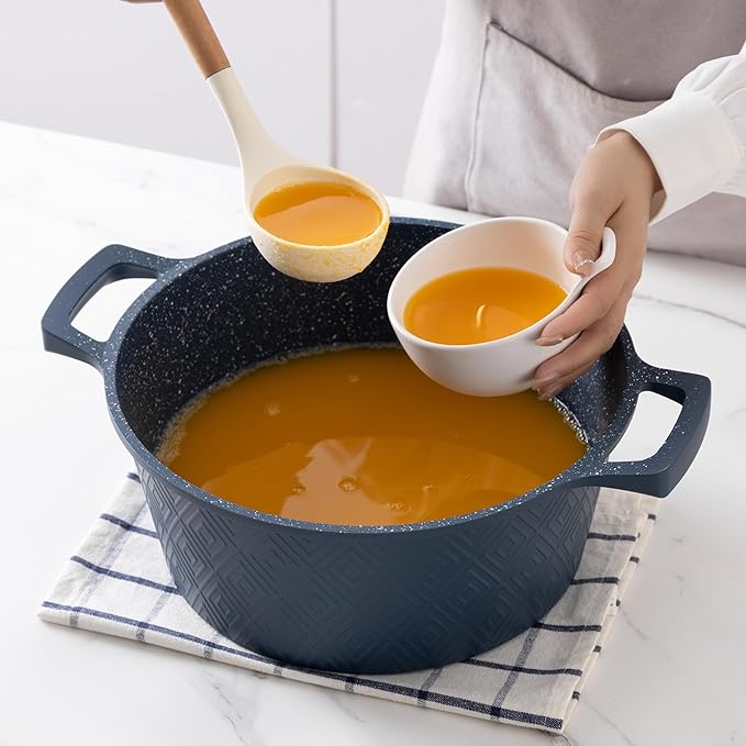 Country Kitchen Non-Stick Cast Aluminum Cookware Set - Durable Kitchen Cookware for Everyday Cooking Navy 11 Pc.