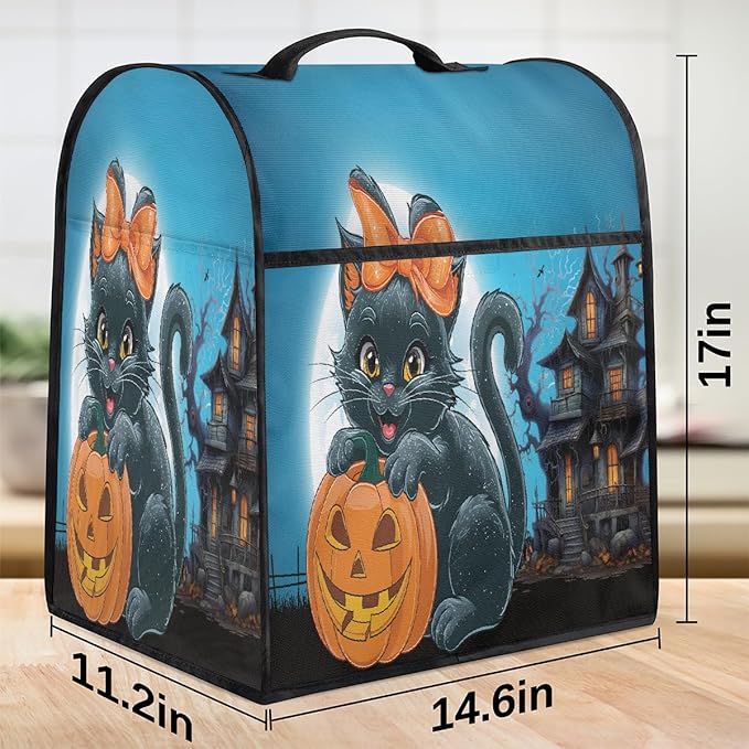 cfpolar Kitchen Aid Mixer Cover Compatible with 6-8 Quarts Halloween Black Cat Pumpkin Stand Mixer Cover Kitchen Aid Mixers Accessories Appliance Organizer Bag Dust Covers with Zipper Pocket