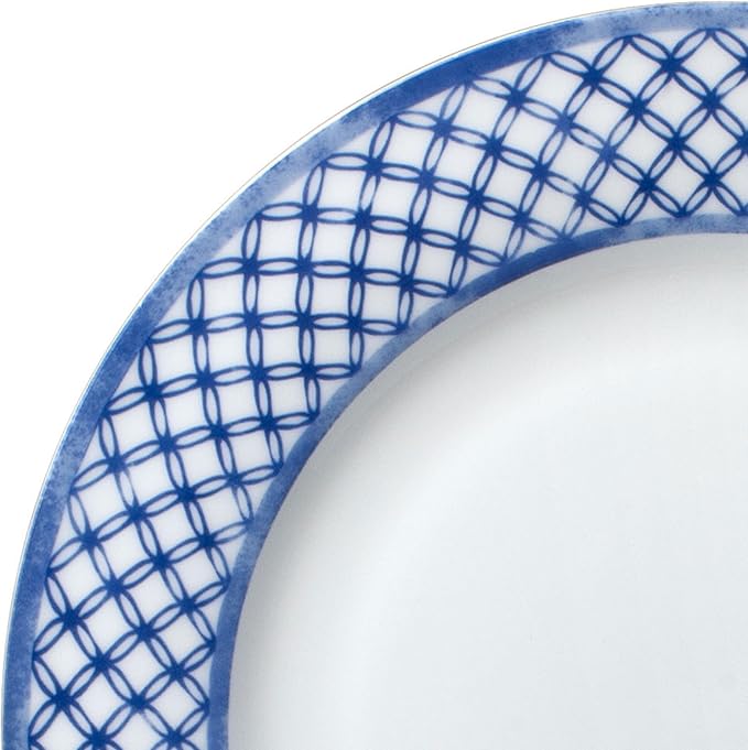 Mikasa Kiley Bone China Lightweight Chip Resistant 16 Piece Dinnerware Set Service for 4Blue and White