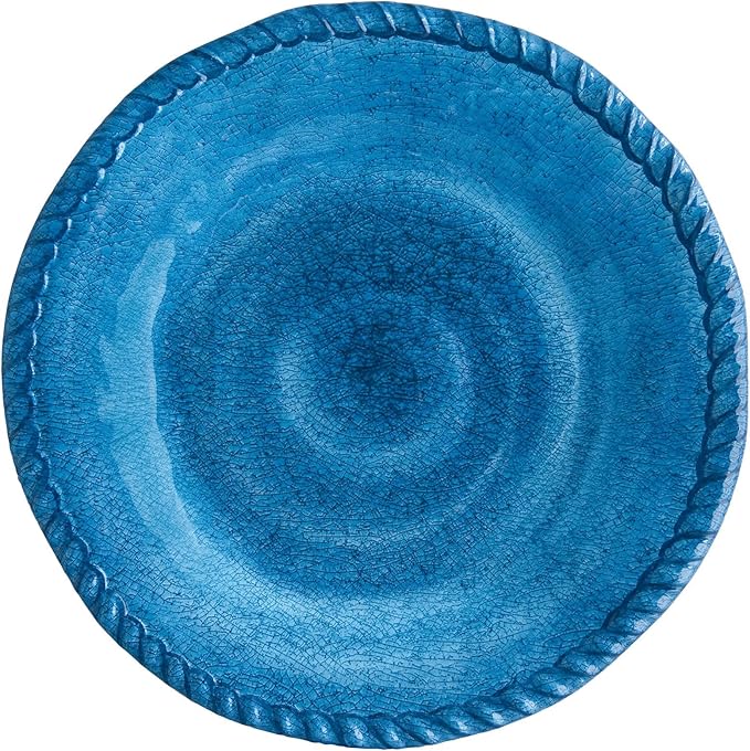 UPware 12 Piece Rope Melamine Dinnerware Sets Outdoor Dishes Set Plates and Bowls Sets Service for 4 Blue