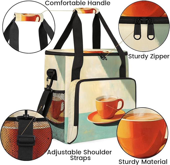 Coffee Maker Travel Bag Compatible with Keurig K-Mini or K-Mini Plus Single Serve Coffee Brewer Carrying Case with Multiple Pockets for K-Cup Pods Storage Bag With Shoulder Strap(Bag Only)