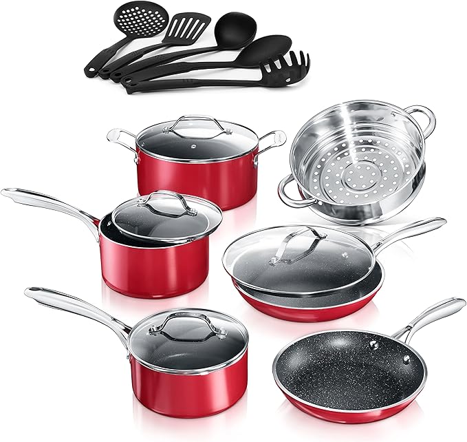 Granitestone Cookware Set Large Red