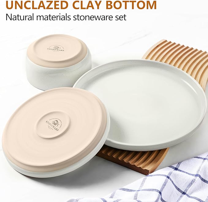 LIANYU Dinnerware Sets 12 Piece Plates and Bowls Set for 4 Ceramic Dishware Dishes Set Scratch Resistant Kitchen and Dining Stoneware Plates Microwave &amp Dishwasher Safe Snowy White