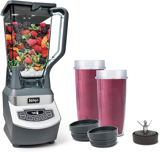 Ninja BL660 Professional Compact Smoothie &amp Food Processing Blender 1100-Watts 3 Functions -for Frozen Drinks Smoothies Sauces &amp More 72-oz.* Pitcher (2) 16-oz. To-Go Cups &amp Spout L