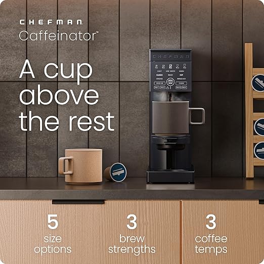 Chefman Single Serve Coffee Maker Works with K-Cup &amp Grounds