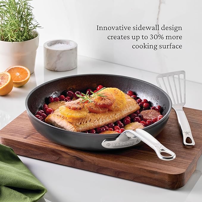 Hestan TITUM Fusion 3-Piece Nonstick Skillet Set (8 9.5 &amp 12.5) Double Impact Stainless Steel Base &amp Aluminum Body Induction Compatible Made without PFOAs
