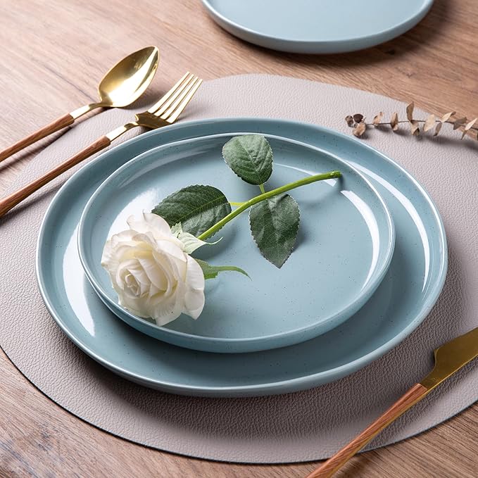 AmorArc Ceramic Dinnerware Sets for 4 16 Pieces Handpainted Plates and Bowls Set with Rustic Terracotta Underside Scratch Resistant Stoneware Dishes Set Dishwasher &amp Microwave Safe