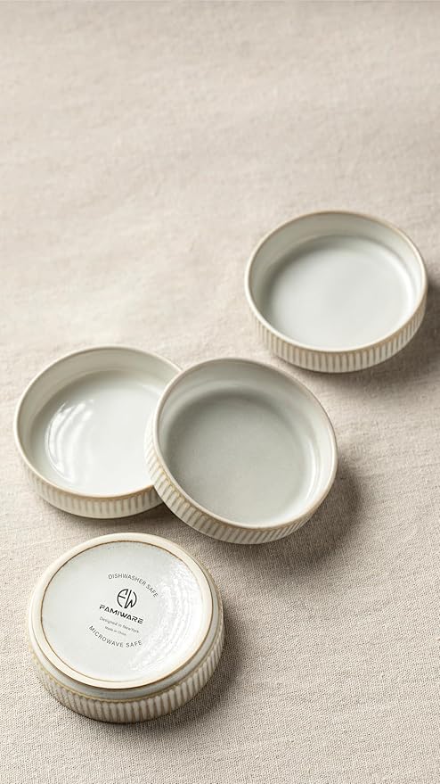Famiware Dinnerware Set for 4 (12 Piece) and Coffee Mug Set for 4 (12 oz) - Cappuccino White