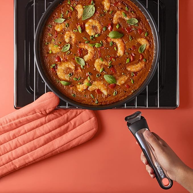 Tefal Ingenio Preference ON 13 Piece Non-Stick Induction Pan Set 24&amp28cm Frying Pans 16&amp20cm Saucepans 26cm Wok 24cm Sautepan Glass &amp Hermetic Lids 2 Handles