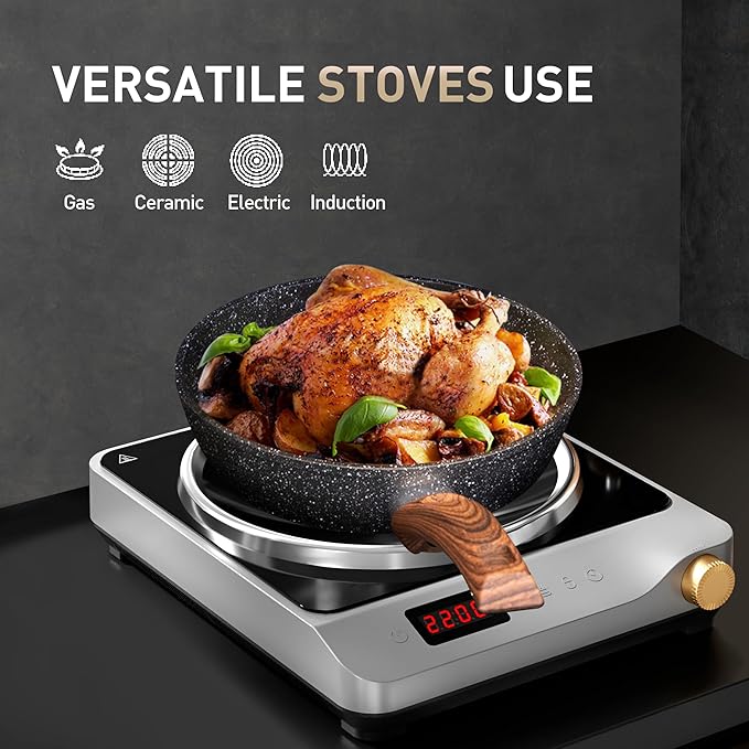 MAISON ARTS 30 Piece Pots and Pans Set Non Stick Kitchen Cookware &amp Bakeware Sets with Nonstick Granite Coating Baking Tray Frying Pan and Saucepan Black