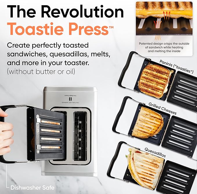 Revolution R180 Connect Plus Smart Toaster with Touchscreen (Bundle with Toastie Press &amp Warming Rack) Choose from 40+ Bread Types 7 Browning Levels &amp Toastie Press Mode