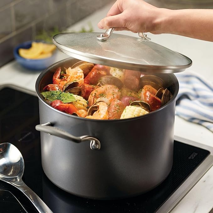 Circulon A1 Series with ScratchDefense Technology Nonstick Induction Stockpot with Lid 8 Quart Graphite