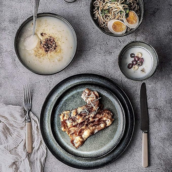 Dinnerware Sets - Luxury Gift Dishes Service Set Porcelain Dinnerware Sets Retro Kiln Changing Glaze 28 Pcs Ceramics Dinner Combination Set Plates Sets for Restaurant