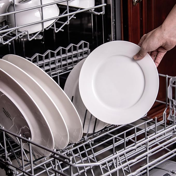 16-Piece Dinnerware Set for 4 White Porcelain Plates and Bowls Chip Resistant Dishwasher Safe for Family Dining and Daily Use