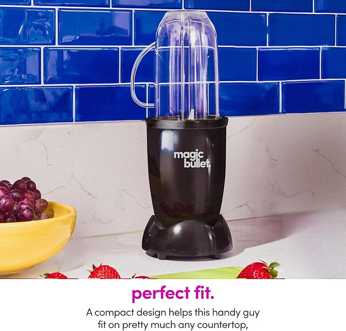 GYCO 4 Piece 250 W Personal Blender MBR-0401WM Portable Juice Blender Stainless Steel Cross Blades Mug with Handle Black