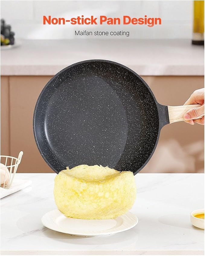 19 Piece Pots and Pans Set Nonstick Granite Cookware Induction Ready - Black Kitchen Cookware Set