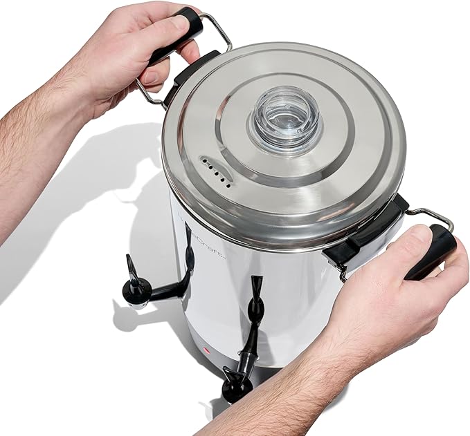 HomeCraft 45-Cup Coffee Urn and Hot Beverage Dispenser with Double Dripless Faucet Quick-Brewing Stainless Steel