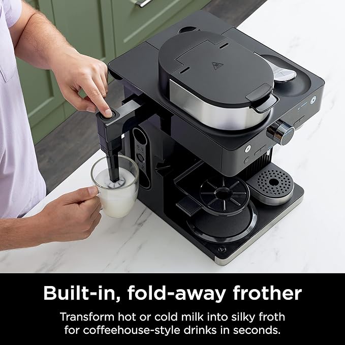 Ninja Espresso &amp Coffee Maker &amp Barista System 3 Espresso Brew Styles Single-Serve Coffee &amp Nespresso Capsule Compatible Built-in Frother Espresso Cappuccino &amp Latte Maker Black