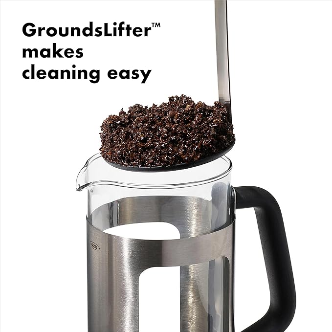 OXO Brew Cordless Glass Electric Kettle (1.75 L) and OXO Brew Stainless Steel French Press Coffee Maker (32oz)