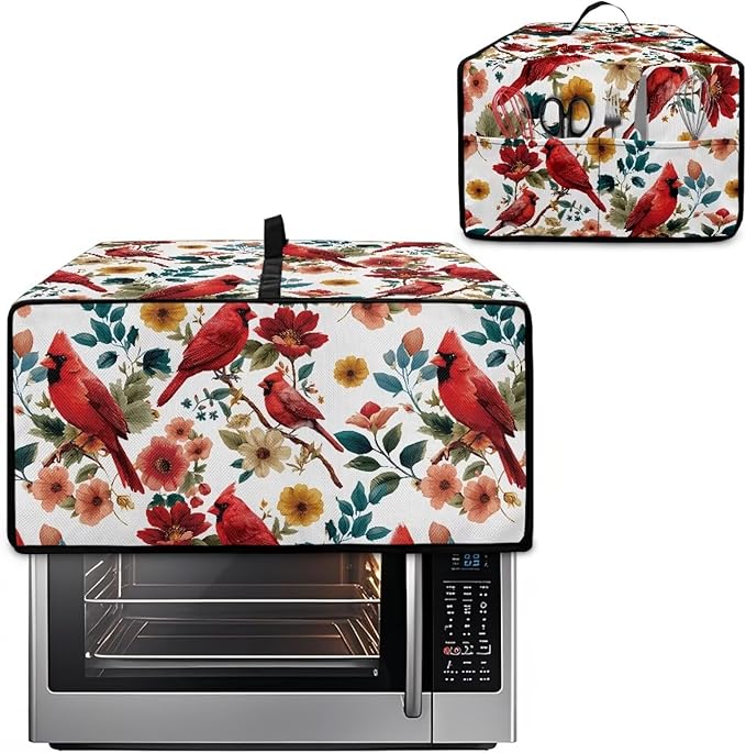 Doojoayie Cardinal Bird Toaster Cover 8 Slice Small Appliance Dust Protector Bread Making Machine Cover Compatible with Toaster/Kitchen Appliance