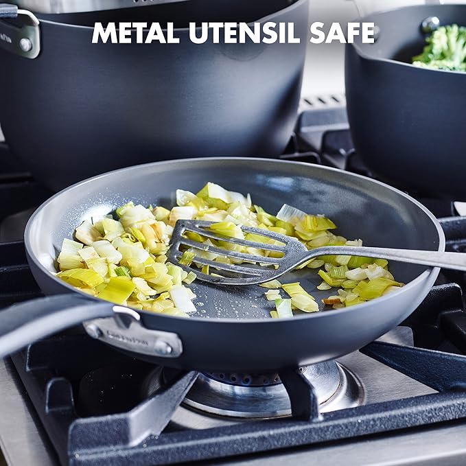 GreenPan Levels Stackable Hard Anodized Healthy Ceramic Nonstick 6 Piece Cookware Pots and Pans Set PFAS-Free Dishwasher Safe Black