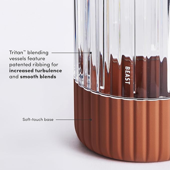 Beast Mighty 850 Stainless Steel | Compact Personal Blender | Extra Vessels | Keeps Blends Cold | Smoothies Shakes Sauces Dips | Portable Straw Caps and Lids | 850W (Terra)