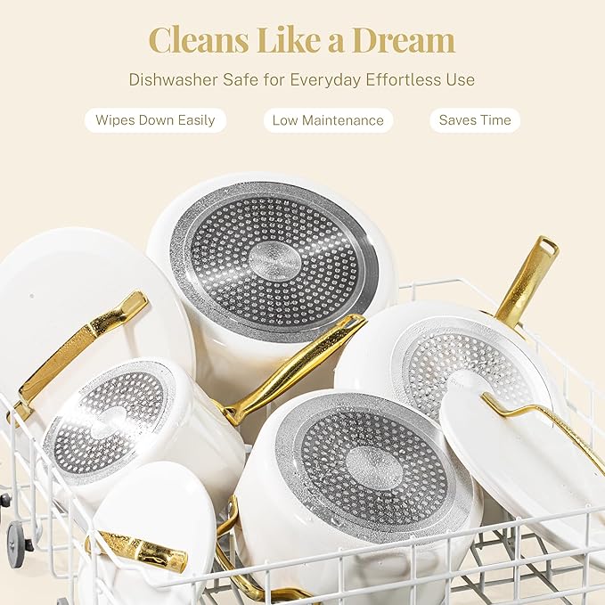 Gotham Steel 11 Pc Ceramic Pots and Pans Set Non Stick Kitchen Cookware Sets Ceramic Cookware Set Non Toxic Cookware Set Dishwasher Safe