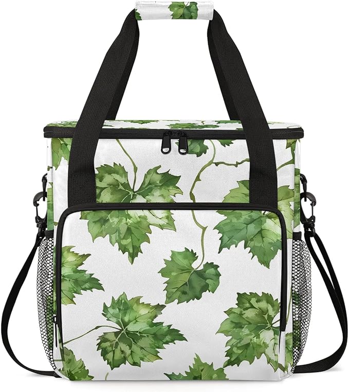 Grape Watercoor Plant Leaves Coffee Maker Carring Bag Large Insulated Storage Organizer Case Tote Bags with Shoulder Strap for Travel Work Picnic