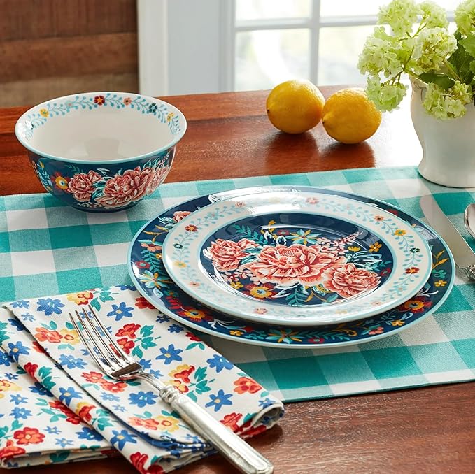 Gorgeous vintage-inspired Keepsake Floral 12-Piece Stoneware Dinnerware Set