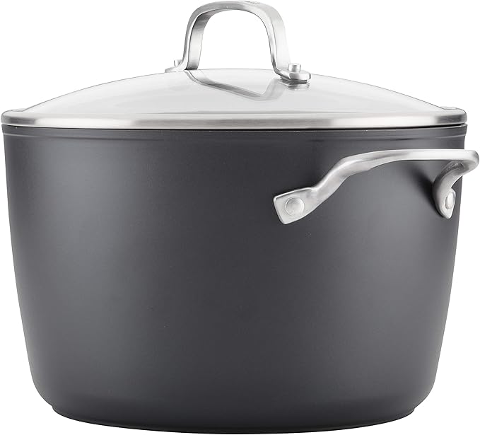 KitchenAid Hard Anodized Induction Nonstick Stock Pot/Stockpot with Lid 8 Quart Matte Black