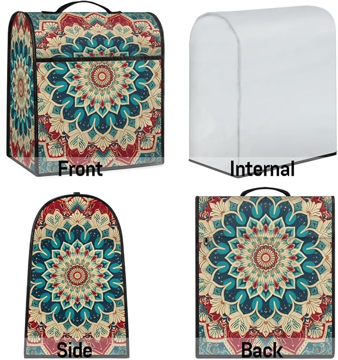 cfpolar Kitchen Aid Mixer Cover Compatible with 6-8 Quarts Ethnic Flower Mandala Stand Mixer Cover Kitchen Aid Mixers Accessories Appliance Organizer Bag Dust Covers with Zipper Pocket