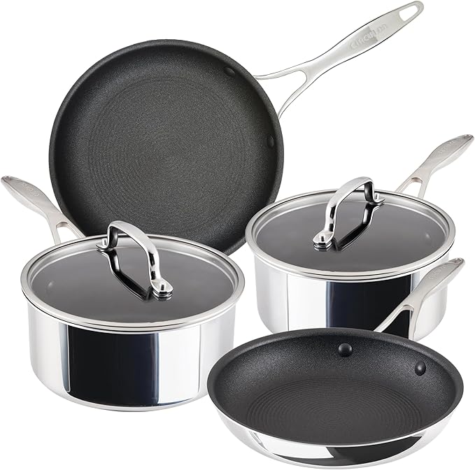 Circulon Scratch Defense Stainless Steel Pan Set: 4 Piece Induction Hob Frying Pans and Saucepans Set with Extreme Non Stick Induction &amp All Hob Suitable