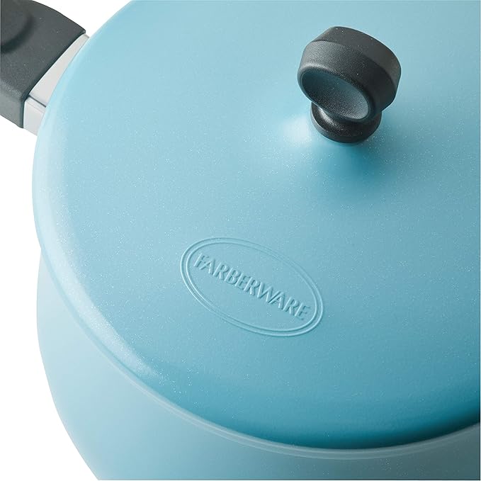 Farberware 120 Limited Edition Stainless Steel Cookware Pots and Pans Set with Prestige Kitchen Tools 10 Piece Aqua Blue