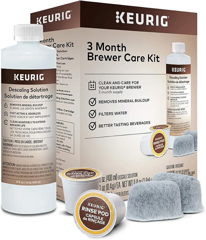 Keurig K-Slim Coffee Maker Single Serve K-Cup Pod Coffee Brewer Scarlet Red &amp 3-Month Brewer Maintenance Kit Compatible Classic/1.0 &amp 2.0 K-Cup Coffee Makers 7 Count