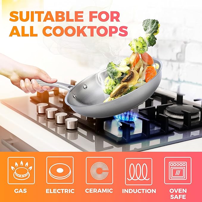 Mueller Pots and Pans Set 11-Piece Ultra-Clad Pro Stainless Steel Cookware Set Ergonomic and EverCool Stainless Steel Handle Includes Saucepans Skillets Stockpot Saute Pan Steamer