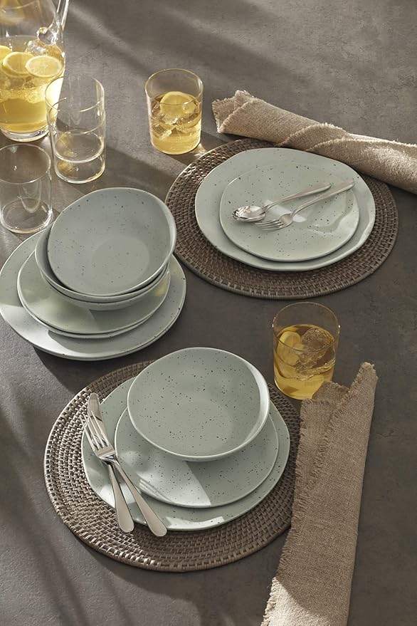 Oneida 895952 Terrazzo Melamine Mint 12 Piece Dinnerware Set Lightweight Melamine Material