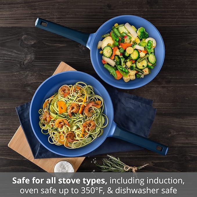 MasterPRO - Gastro Diamond Collection - 2 Piece Fry Pan Set - 9.5” Frying Pan 11” Frying Pan - Durable Cast Aluminum Cookware Set - Non Stick Cooking Pot and Pan Set