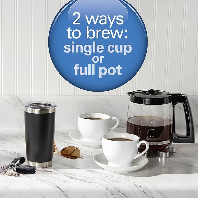 Hamilton Beach FlexBrew &amp 2-Way Programmable 12c Coffee Makers Single Serve &amp 12 Cup Compatible with K-Cup Pods or Grounds Fast Brewing (49902 49980R)