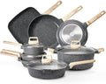19 Piece Pots and Pans Set Granite Nonstick Kitchen Cookware Induction Black