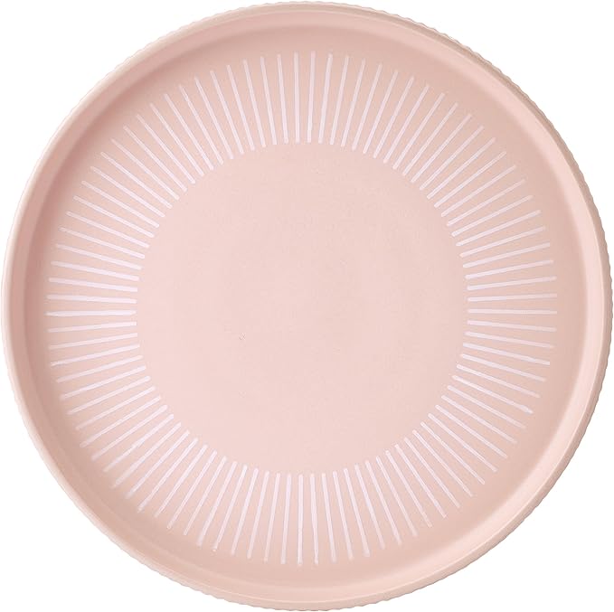 Darbie Angell Mod Blush 12 Piece Durable Stoneware Dinnerware Set Service for 4 Plate and Bowl Set with High Rims Modern Tableware Pink