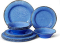LEHAHA 12 Piece Melamine Dinnerware Set BPA Free Farmhouse Outdoor Dishes Set for 4 A Light Weight and Unbreakable Rustic Plate Bowl Set for Patio RV and Camping