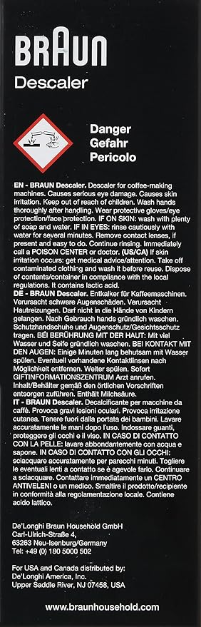 Braun MultiServe Coffee Machine 7 Programmable Brew Sizes / 3 Strengths + Iced Coffee &amp Hot Water &amp BRSC013 Descaling Solution 6.8 Fl Oz (Pack of 1)
