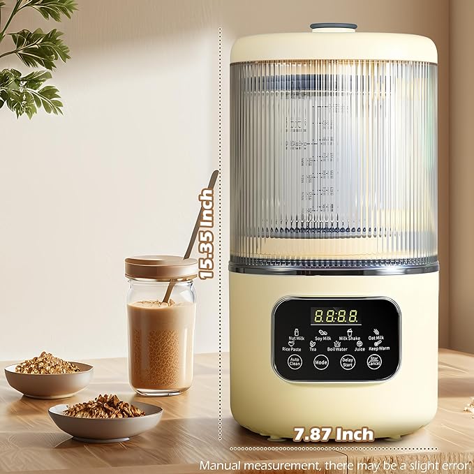 55oz Almond Milk Maker Oat Soy Milk Maker Machine Automatic Countertop Blender Keep Warm Delay Start Nut Milk and Rice Paste Making Automatic Cleaning