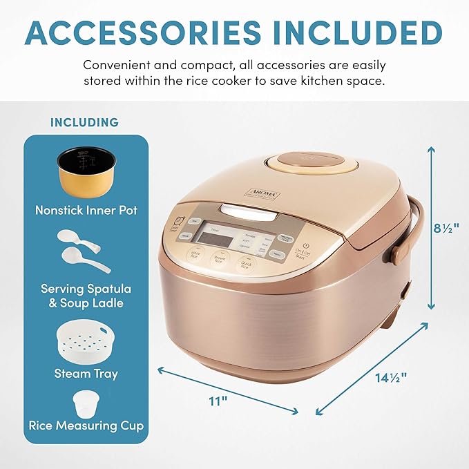 Aroma Housewares ARC-6106 Aroma Professional 6 Cups Uncooked Rice Slow Cooker Food Steamer MultiCooker Champagne