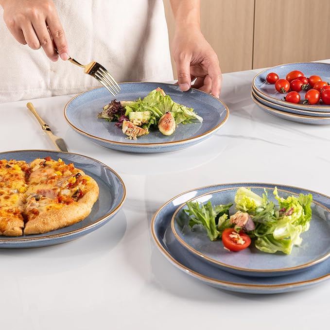 AmorArc Ceramic Dinnerware SetsHandmade Reactive Glaze Stoneware Plates and Bowls SetsHighly Scratch Resistant | Dishwasher &amp Microwave Safe Dishes SetService for 8 (24pc)