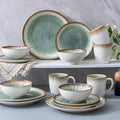 Dinnerware Set Green Stoneware 16 Pieces Service for 4 Stoneware Plates and Bowls Set Highly Chip Dishwasher Microwave Safe Dishes set